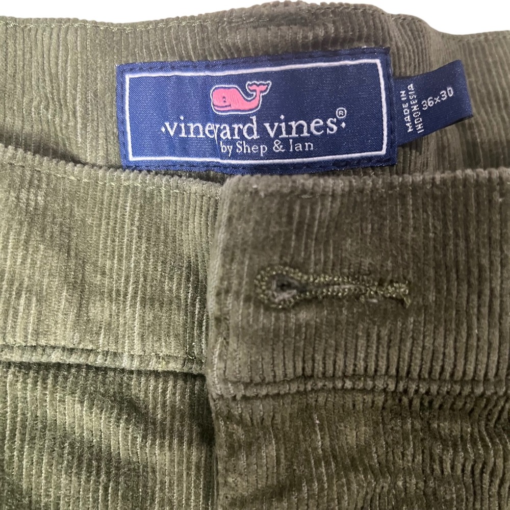 Vineyard Vines Corduroy Pants Mens 36x30 Olive Green 5-Pocket Straight Leg - Picture 3 of 8